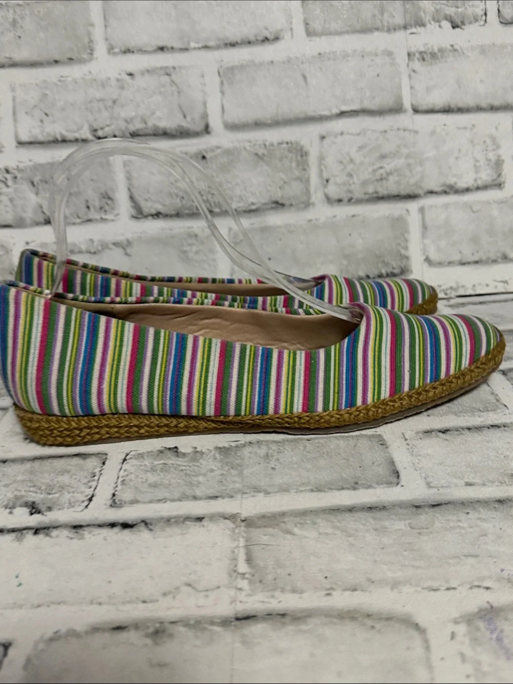 Beacon Vintage Multicolor Stripe Espadrille Flats - Green Pink Blue Purple White